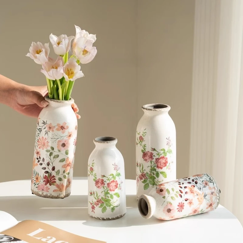

Retro Country-style Ceramic Vase Antique Flower Arrangement Fresh Flower Table Decoration Room Decoration Accessories