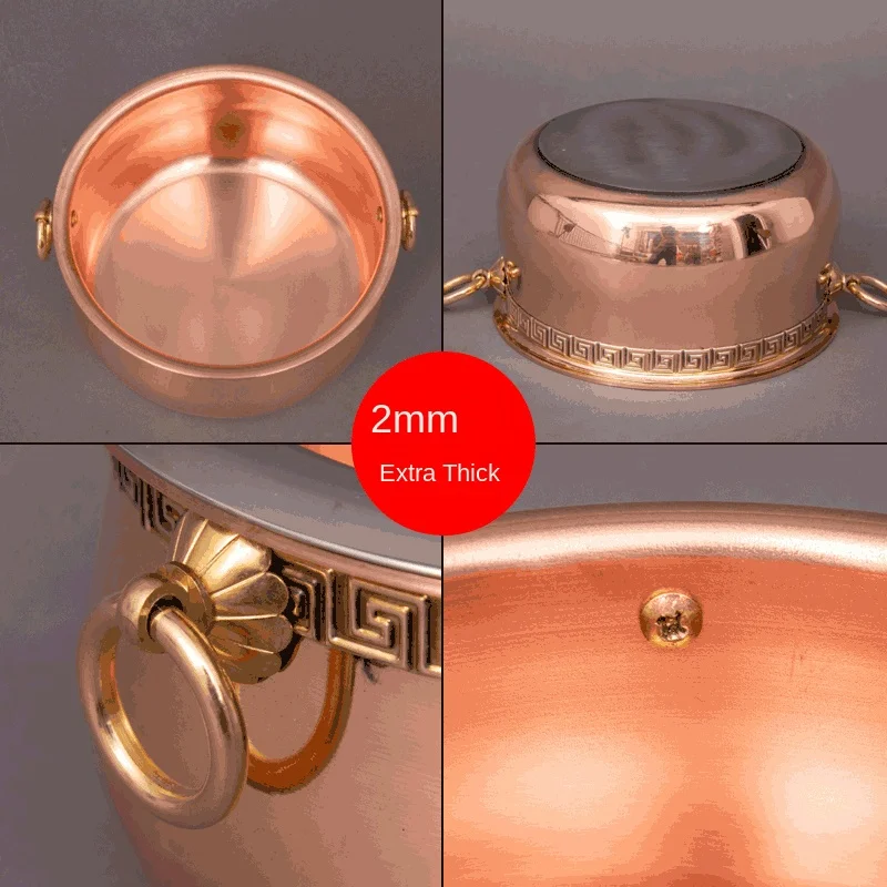 Pure copper thickened restaurant single hot pot one person one pot small hot pot home shabu mutton small copper pot