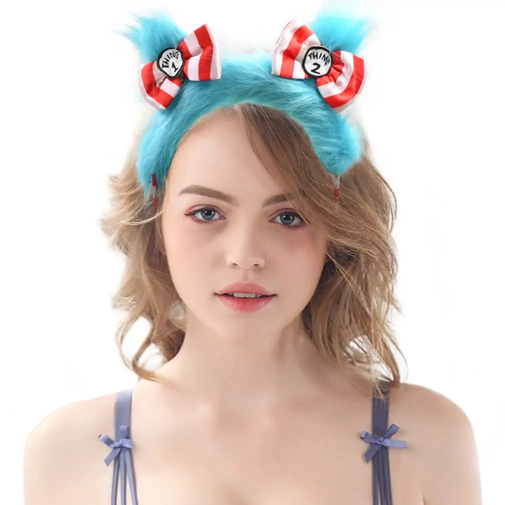 Blue Thing Plush Cartoon Ears Headband Halloween Christmas Festival Theme Party Anime Cosplay Costume Headbands