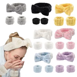 Spa Cosmetic Headband Bow Hair Band for Women Girls Makeup Washing Face Yoga Sports Fluffy Skincare Shower Head Wraps Elastic