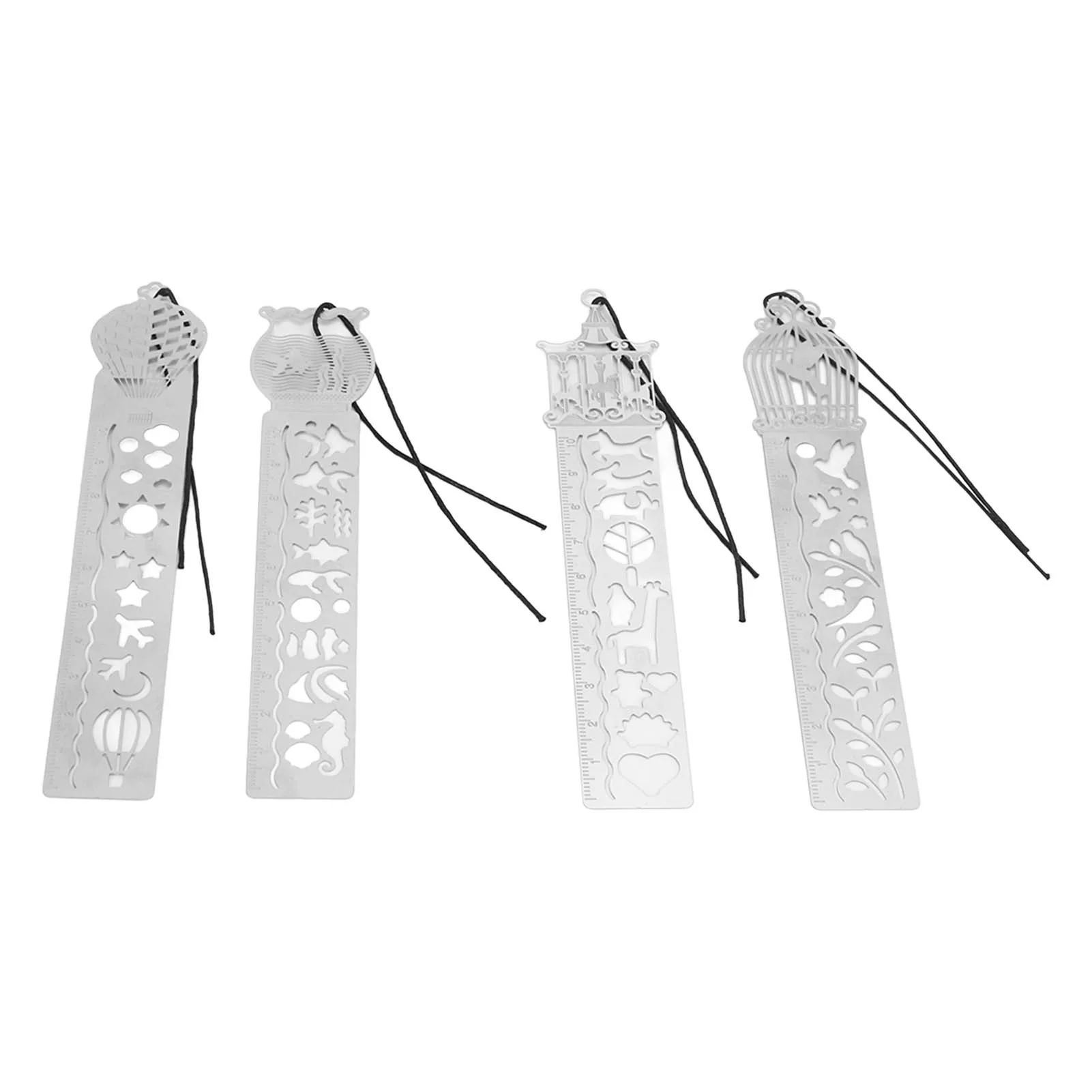 Metal Ruler Unique Shape 4 Cartoon Pattern Templates Multifunctional Stencil Ruler for Scrapbooking for Drawing for Gift
