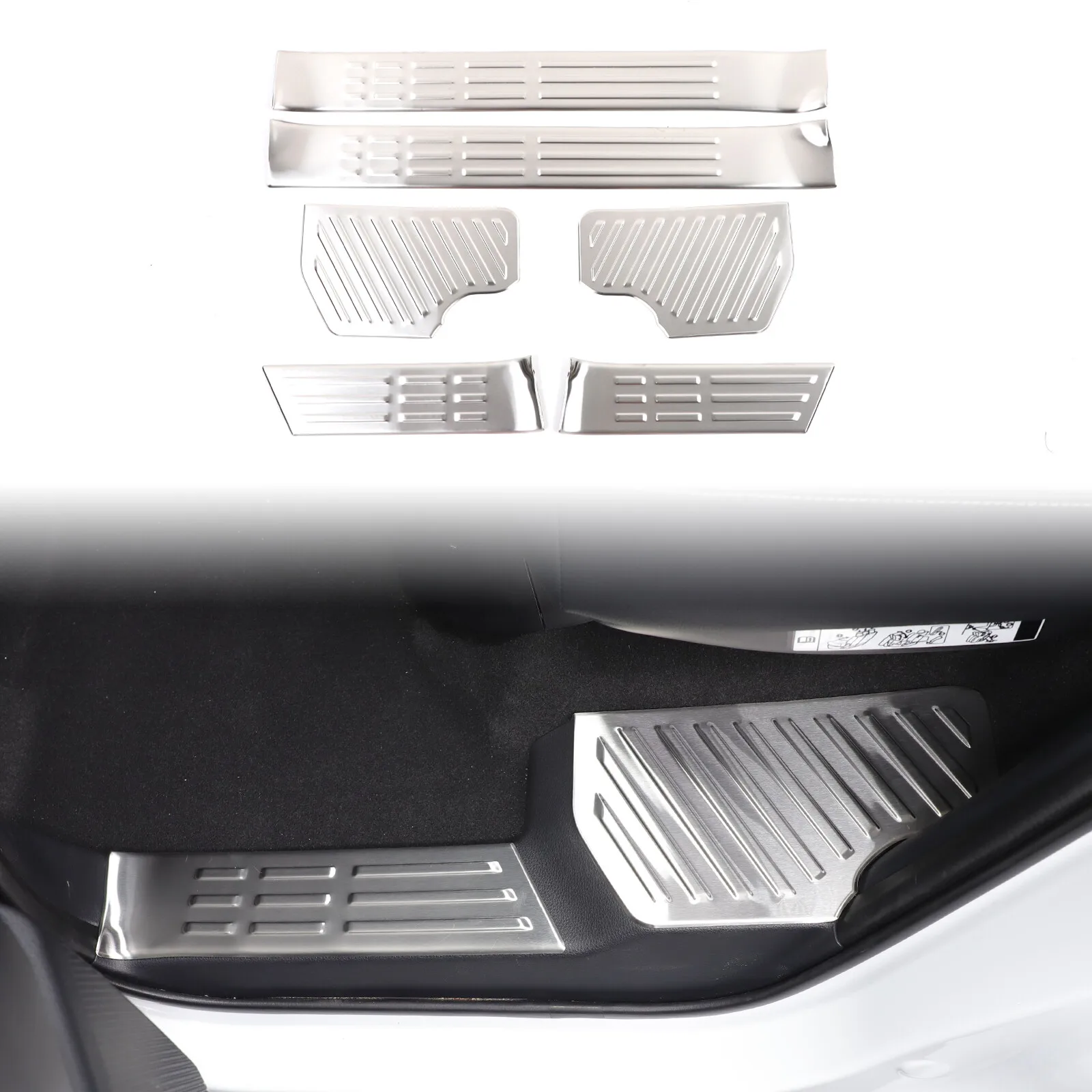 For 2024-2025 Toyota Land Cruiser Prado LC250 Car Door Sill Scuff Plate Welcome Pedal Protection Stainless Black/Silvery Garnish