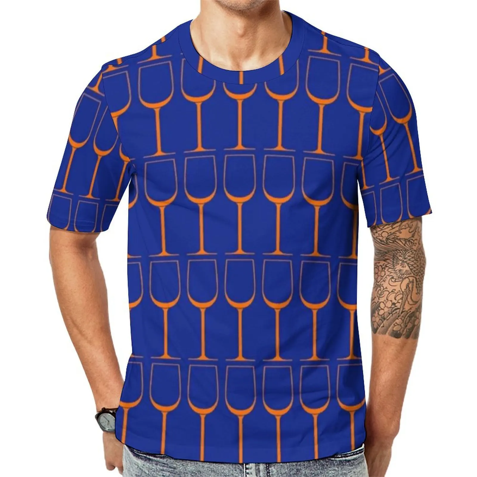 Gator Wine Glasses T-Shirt For Men Wines Lovers O Neck T-Shirts Summer Popular Tops Short-Sleeve Y2K Casual Big Size Tee Shirt