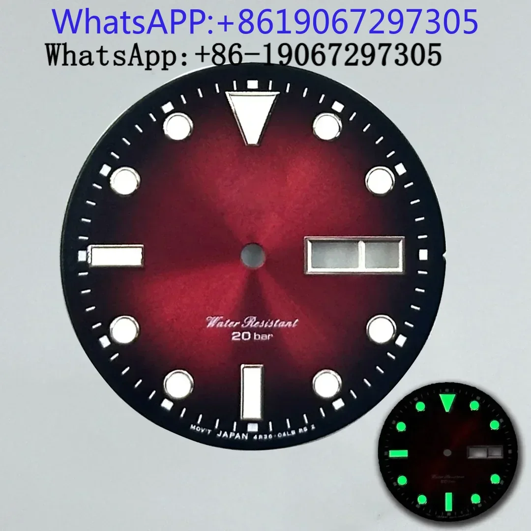 2025new gradiente sunburst relógio vintage dial adequado para nh35/36 movimento automático verde lume 20bar mergulho mod peças nh35 caso