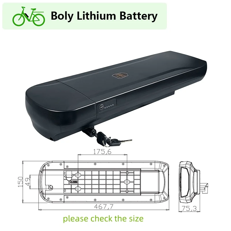 Rear Rack EBike Battery Case DIY 24V 36V 48V 10S5P 10S6P 13S4P Empty Battery Box for Joycub Phylion XH370-13J Wall-ES Fischer