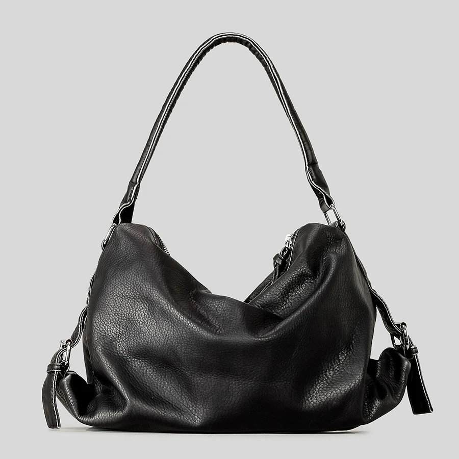

Vintage Large Capacity Soft PU Tote Bag Leather Design Motorcycle Bag Fashionable Single Shoulder Tote Bag