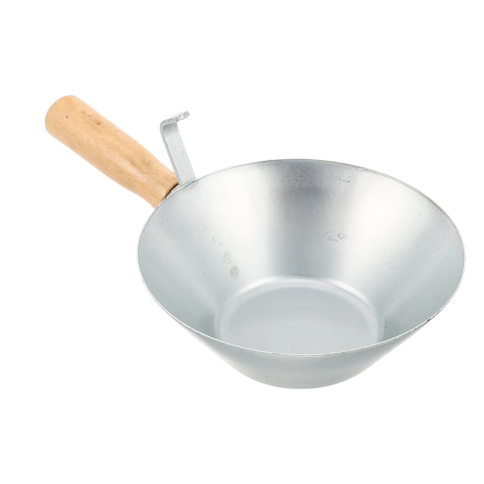 Stainless Steel Cement .1 Round Mud Pan Wooden Handle Bucket Mixer Mortar Concrete Plastering Masonry Tool