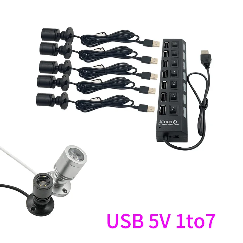 MINI Led usb 5V Spot Light Wijn Kast Keuken Sieraden Showcase Lamp Garage Kit car model Exhibition 1W 3W Glass case decoration