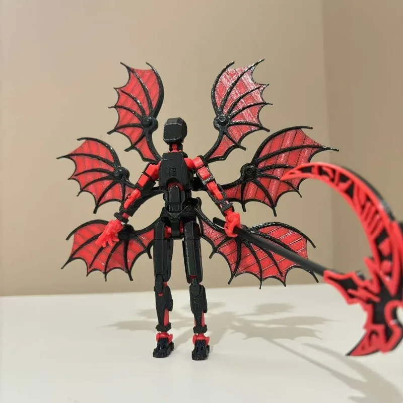 

Boys Gift Demon Reaper Joint Movable Educational Toy 3dprinting Doll Printing Toy Red and Black Six Wings,tail for You To Choose