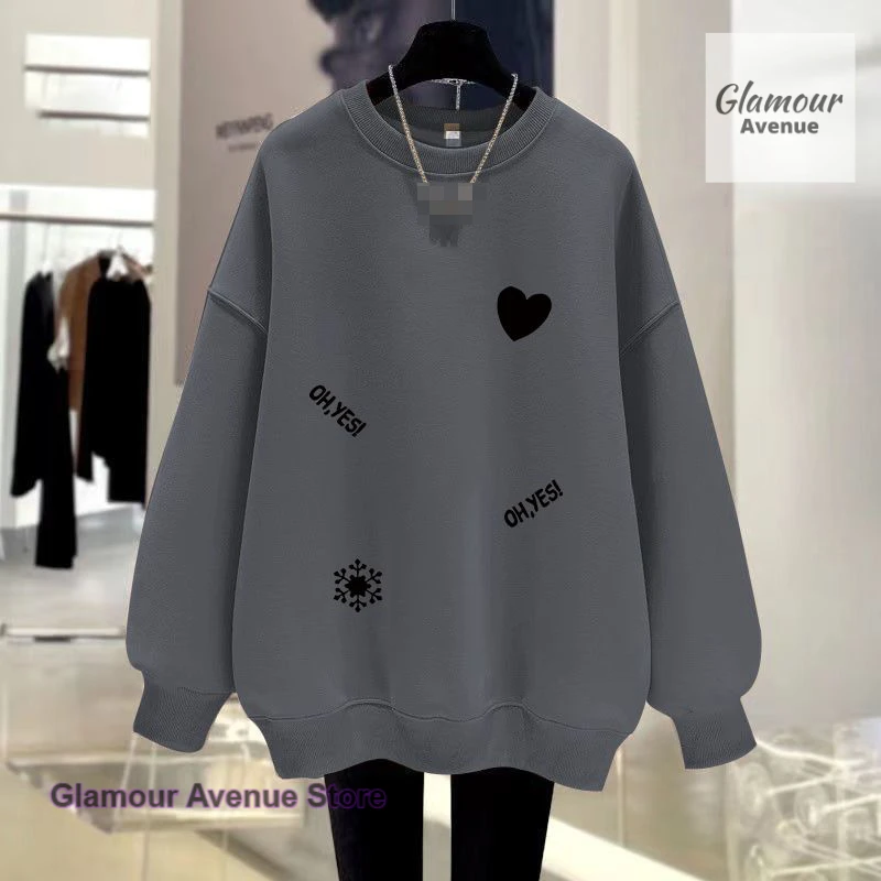 Korean version of Fat Mom Sweater Women Plus Size Middle-aged Spring and Autumn New Loose Slim Round Neck Long Sleeve Shirt