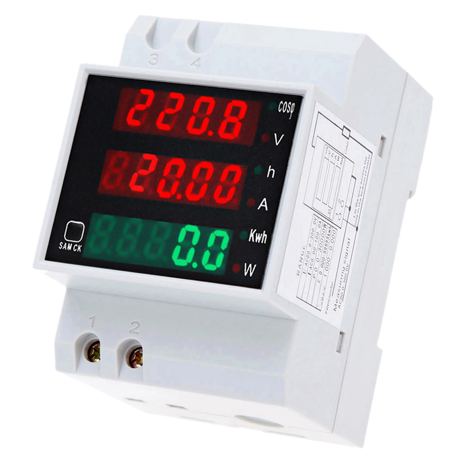 AC80-300V 100A Multi-functional Digital Din Rail Current Voltage Power Factor Meter Ammeter Voltmeter