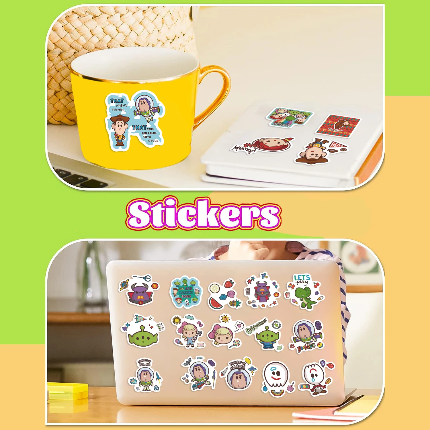 50 Stück Disney Toy Story Aufkleber, Film, Anime, Cartoon, Aufkleber, Skateboard, Gitarre, Laptop, niedliches Kawaii-Aufkleberpaket, Kinder, Mädchen, Jungen, Spielzeug