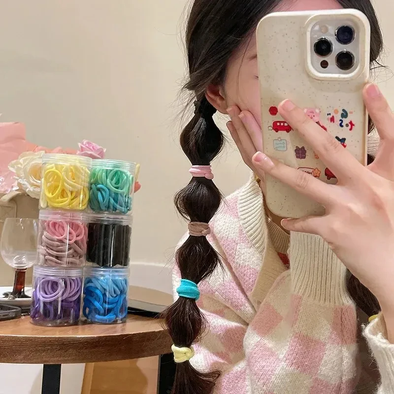 50pcs/Set Korean Head Rope Women\'s Rubber Band Female Hair Tie Sweet Hair Ring Solid Hair Ropes for Girls Elastic Hair Bands