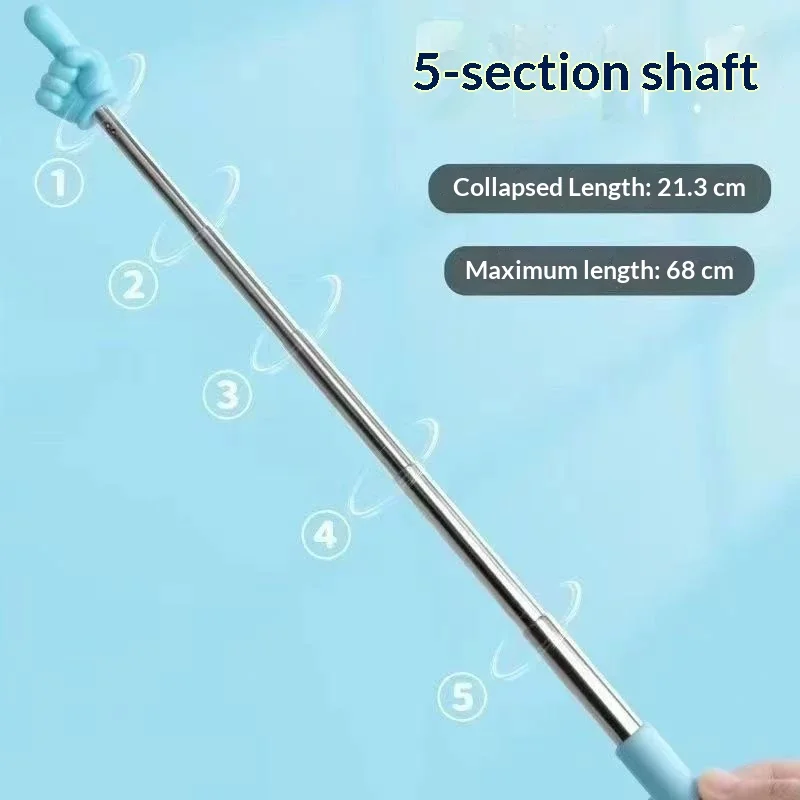 Telescopic Teaching Pointer Stainless Steel Finger Shape Reading Pointer for Kids Classroom Whiteboard Presentation Teacher Hand