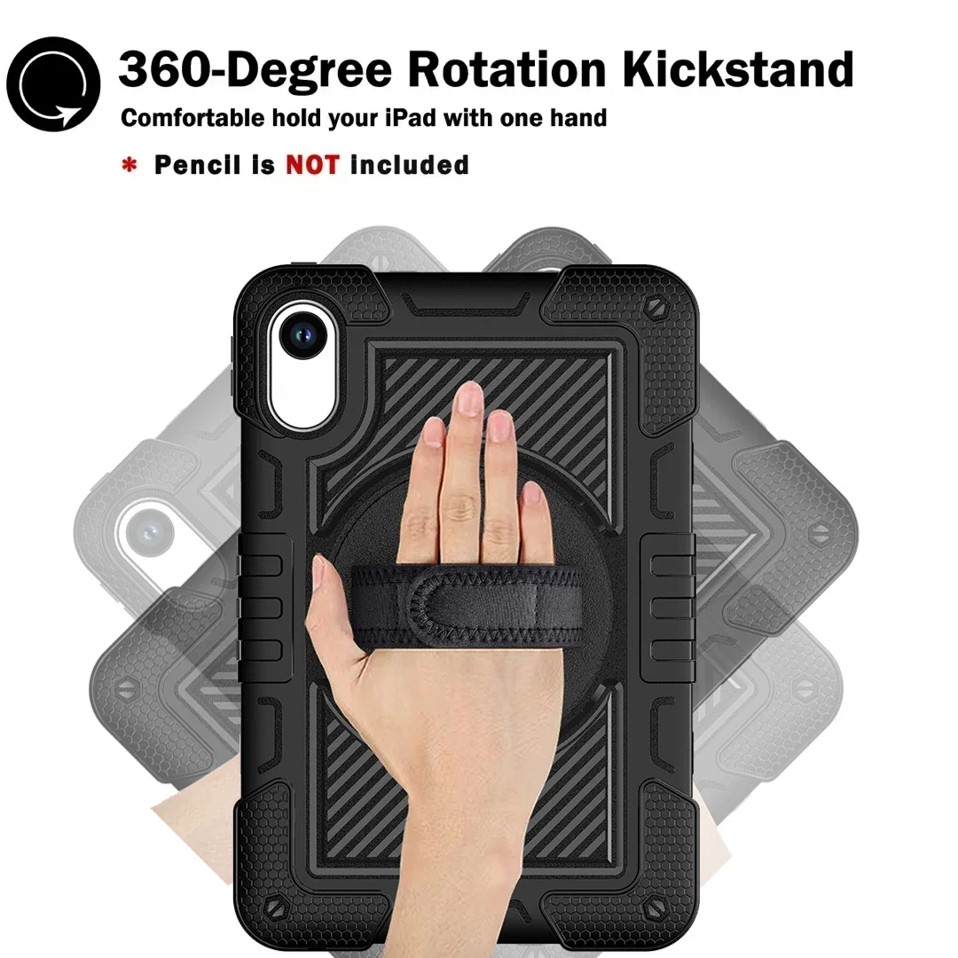 Silicone+PC Hybrid Armor Cover With Shoulder Strap For Xiaomi Redmi Pad 2 2025 11.0inch Model 25040RP0AG 360 Rotating Stand Case