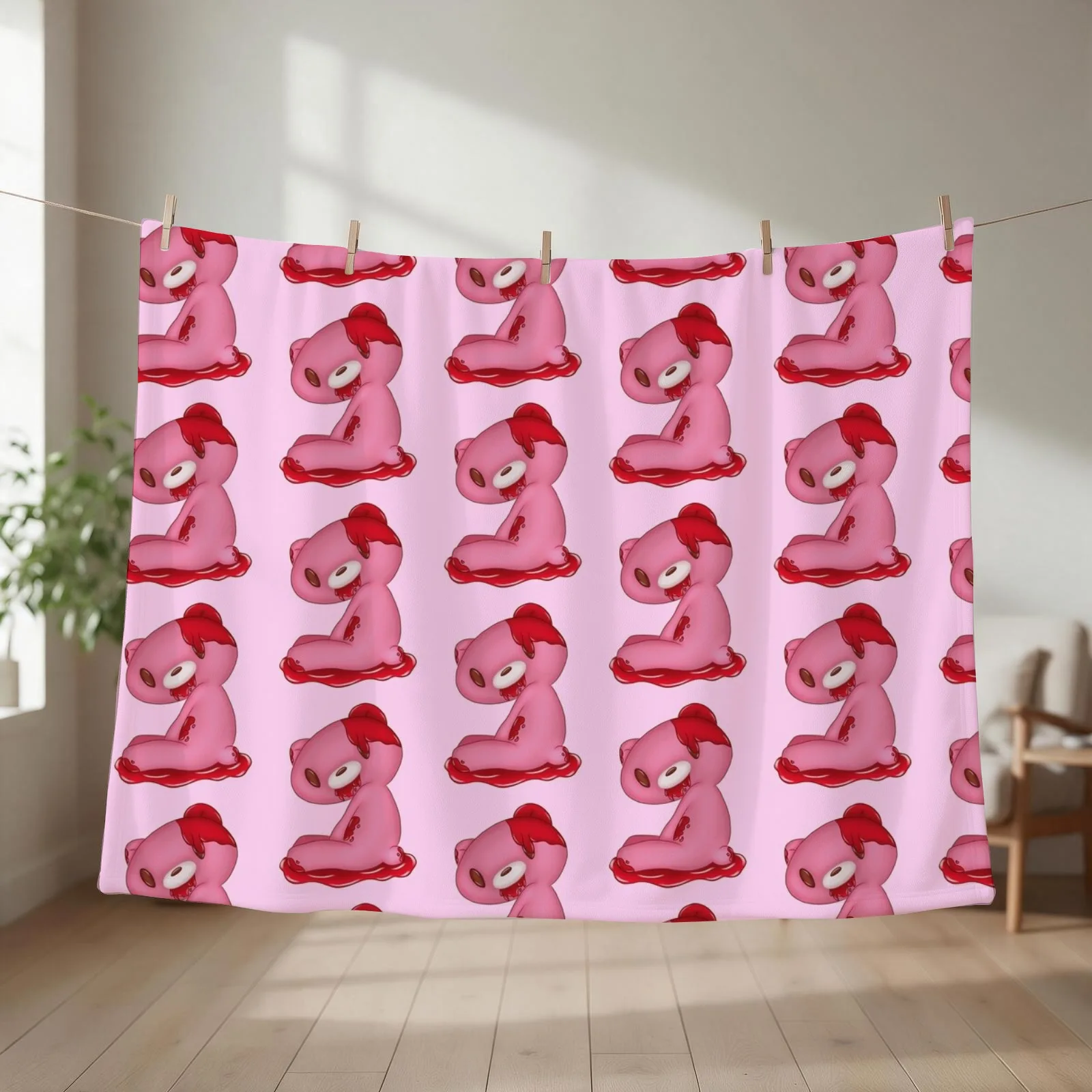 Gloomy Bear Throw Blanket couch cozy soft plush fuzzy picnic outdoor blanket