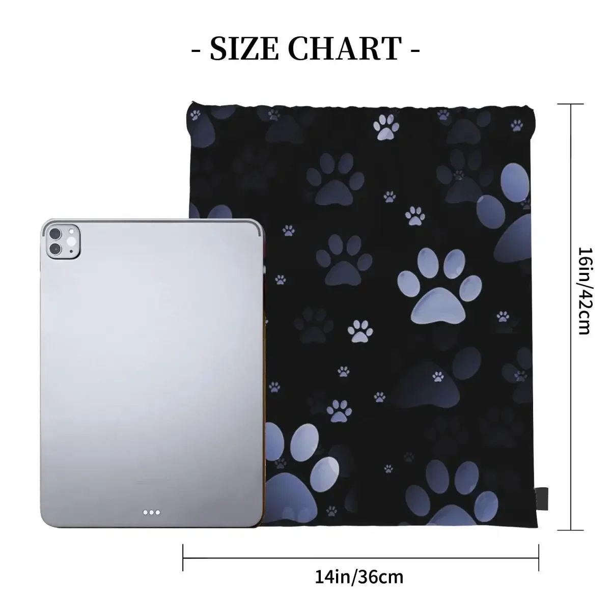 Blue Paw Prints Backpacks Casual Portable Drawstring Bags Drawstring Bundle Pocket Shoes Bag BookBag For Travel School