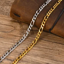 Figaro Chain Necklace for men Stainless Steel Classic Punk Hip Hop Link Chain for Cool Boys Jewelry Accessories Gift