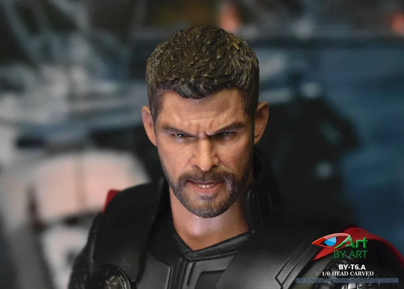 1/6 BY-ART BY-T6 كريس هيمسوورث نحت الرأس مع عيون متوهجة نموذج صالح 12 بوصة ذكر الجندي عمل الشكل الجسم #6