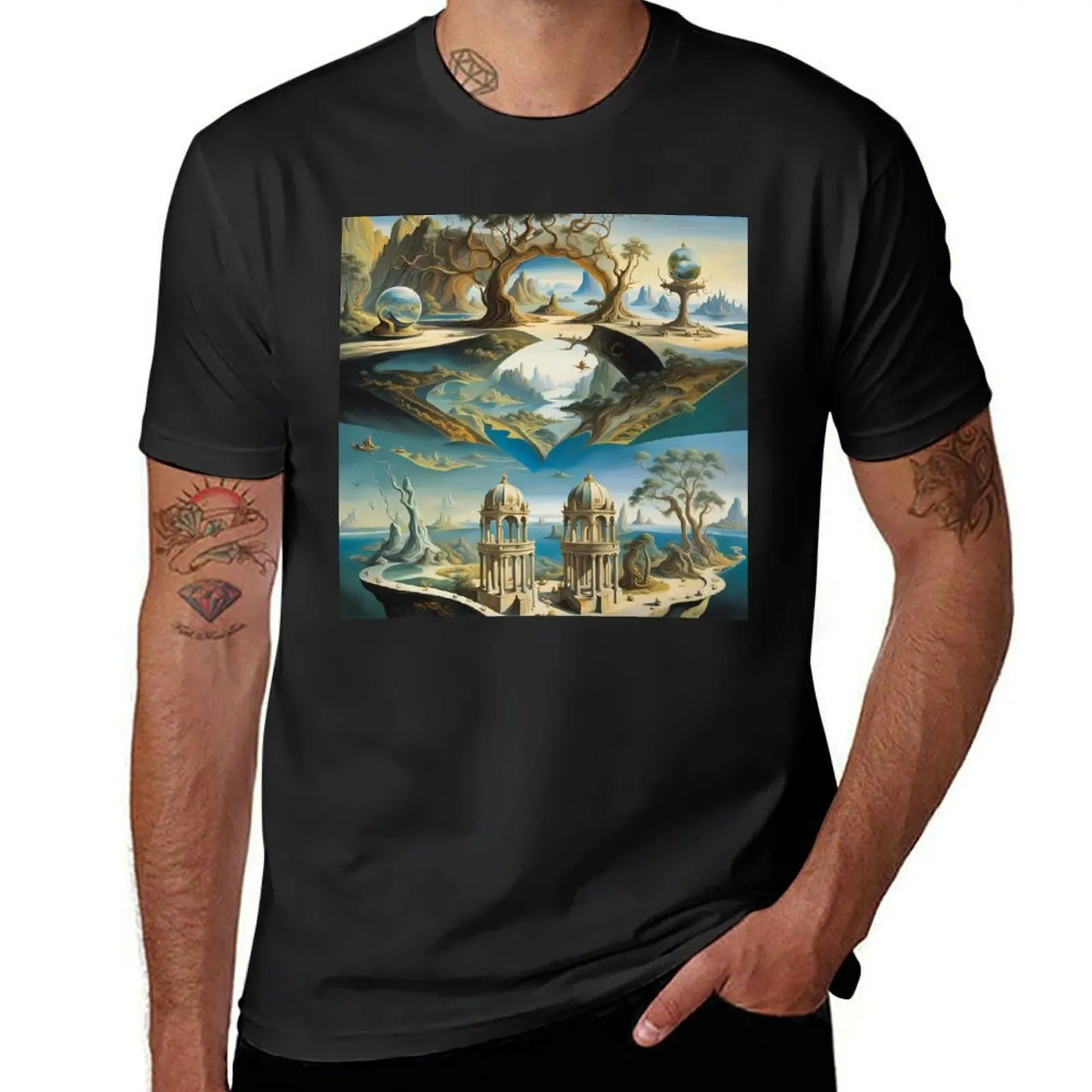 Harmony of Surrealistic Landscape T-Shirt korean fashion Blouse designer t shirt men