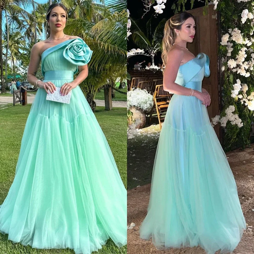 

Yipeisha One-shoulder Ball Gown Sweep/Brush Prom Dresses Flower Net/Tulle Formal Occasion robe pour cérémonie de mariage