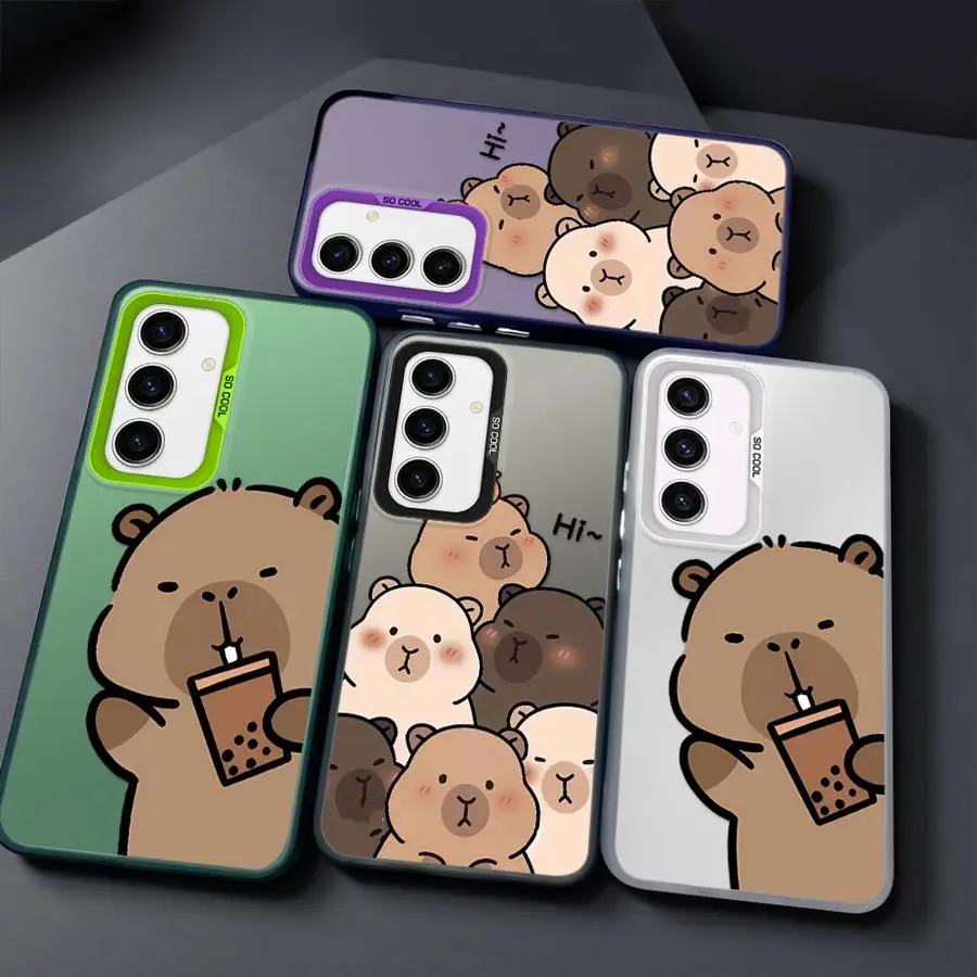 만화 귀여운 카피바라 백 폰 케이스 (삼성 갤럭시 A33 A73 A34 A22 A52 A32 A53 A24 A25 A36 A26 A23 용)