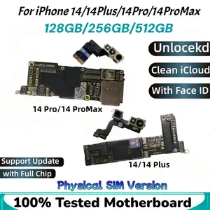Bilashmart Tested Mainboard iPhone 14 Pro Max 14 Plus Unlocked With/NO Face ID Motherboard Clean iCould Physics SIM Version Logic Board