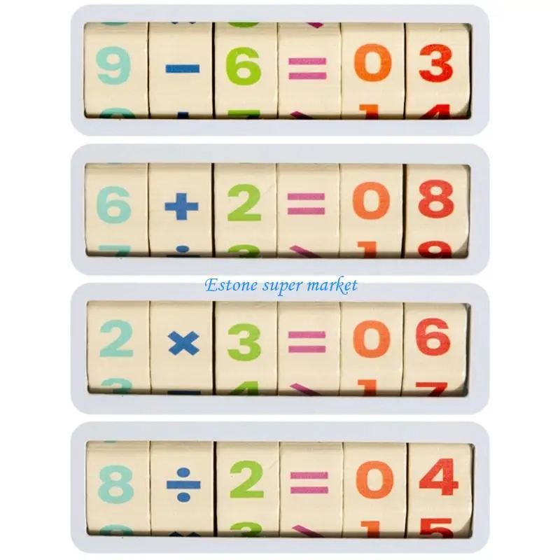 090B Children Wooden Math Learning Integrated Drawing Surfaces Movable Block Fine Motor Skills Training Tool