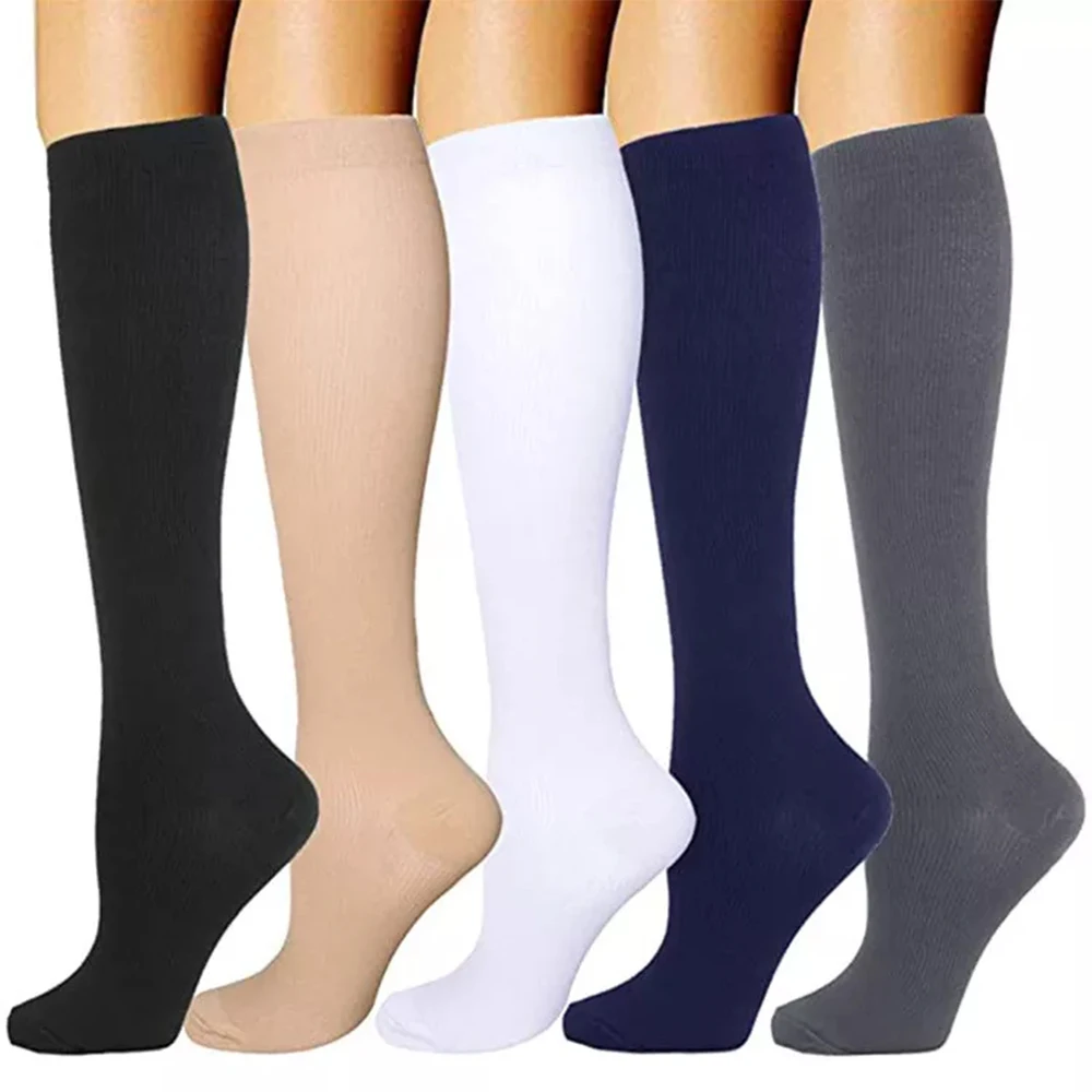 Solid Compression Socks Stockings 20-30 mmHg Medical Knee High Men Women Fitness Breathable Long Tube Compression skipping Socks