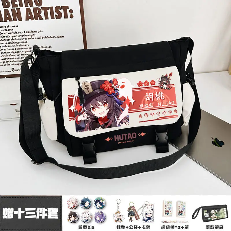 Genshin Impact Yae Shenzi Hutao Single Shoulder Cartoon Anime Crossbody For Middle And High School Students Canvas Tutoring B