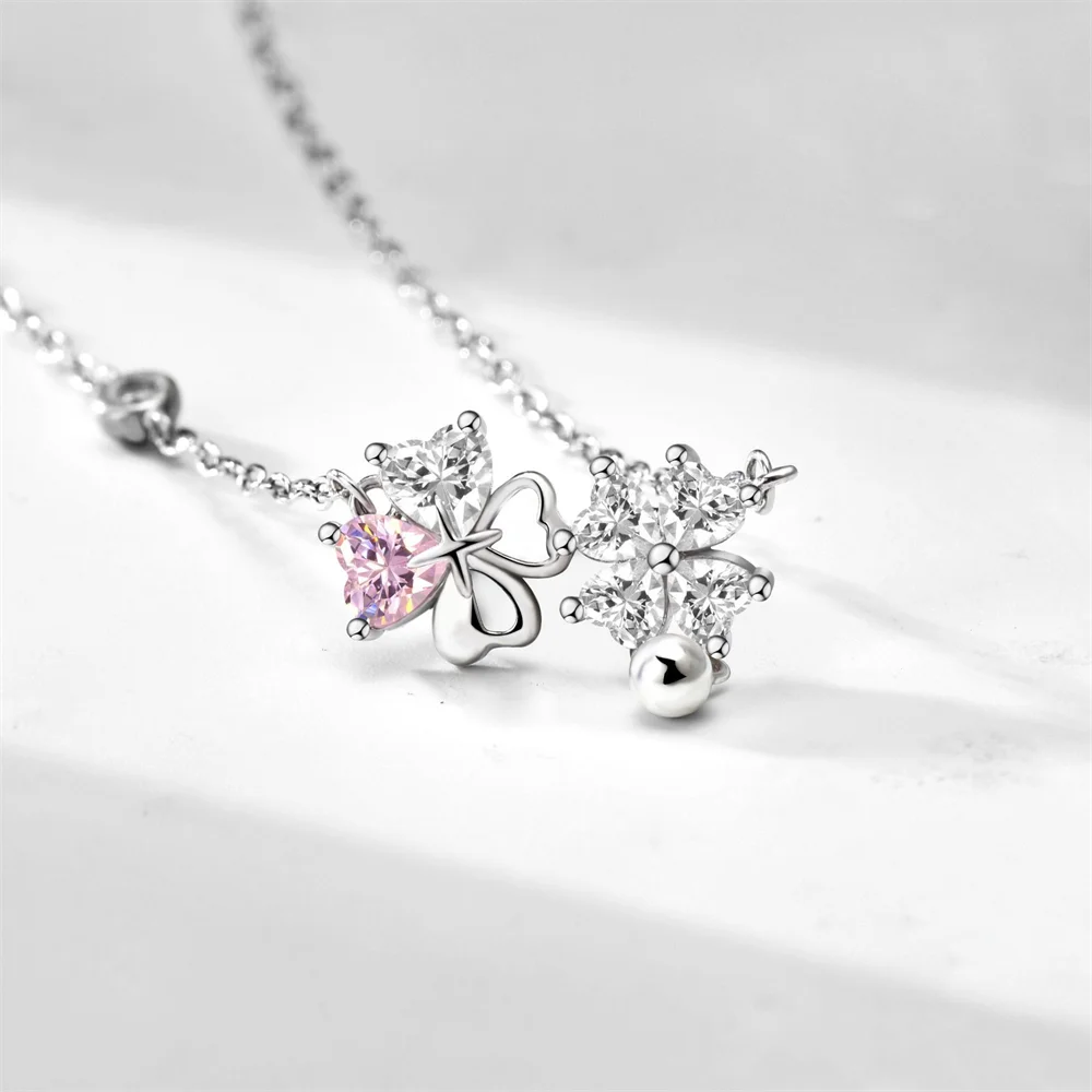 

Korean S925 Sterling Silver Necklace, Cherry Blossom Pendant, Versatile High-End Niche Design Women's Collarbone Chain