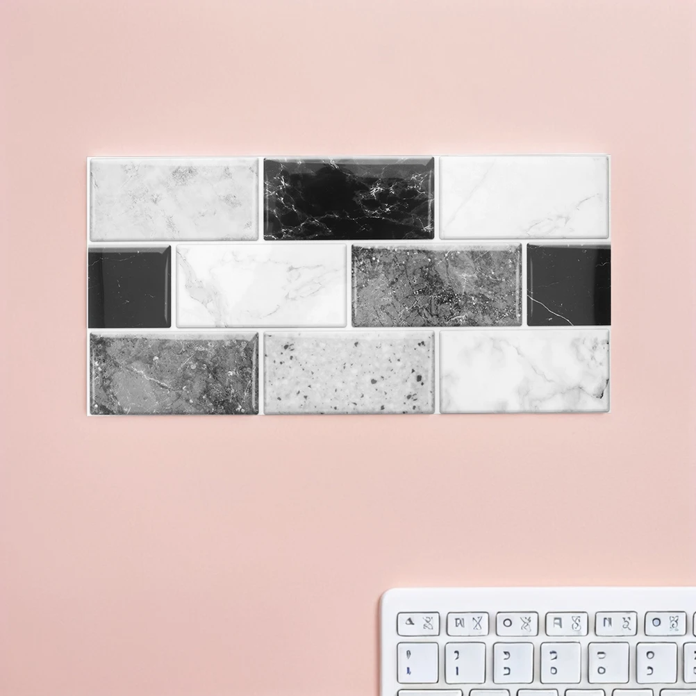 

10 Sheet Vintage Peel and Stick Tile Waterproof Self Adhesive Kitchen Bathroom Wall Decorative Backsplash Tile Stickers