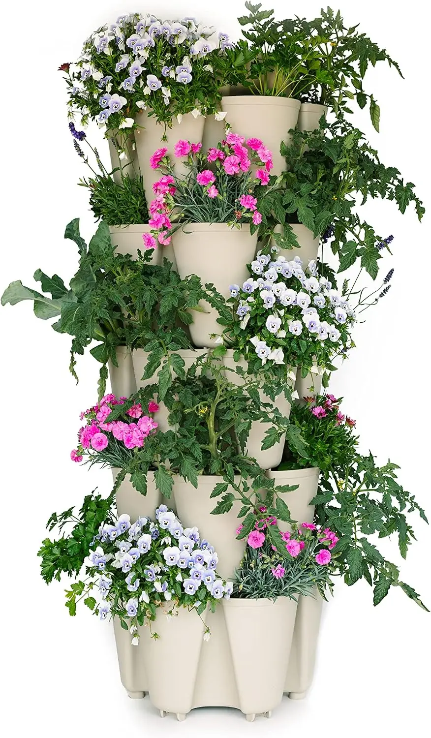 Patented Large 5 Tier Vertical Garden Planter Internal Watering System Grow Strawberries Vegetables Herbs Flowers Stunning Stone