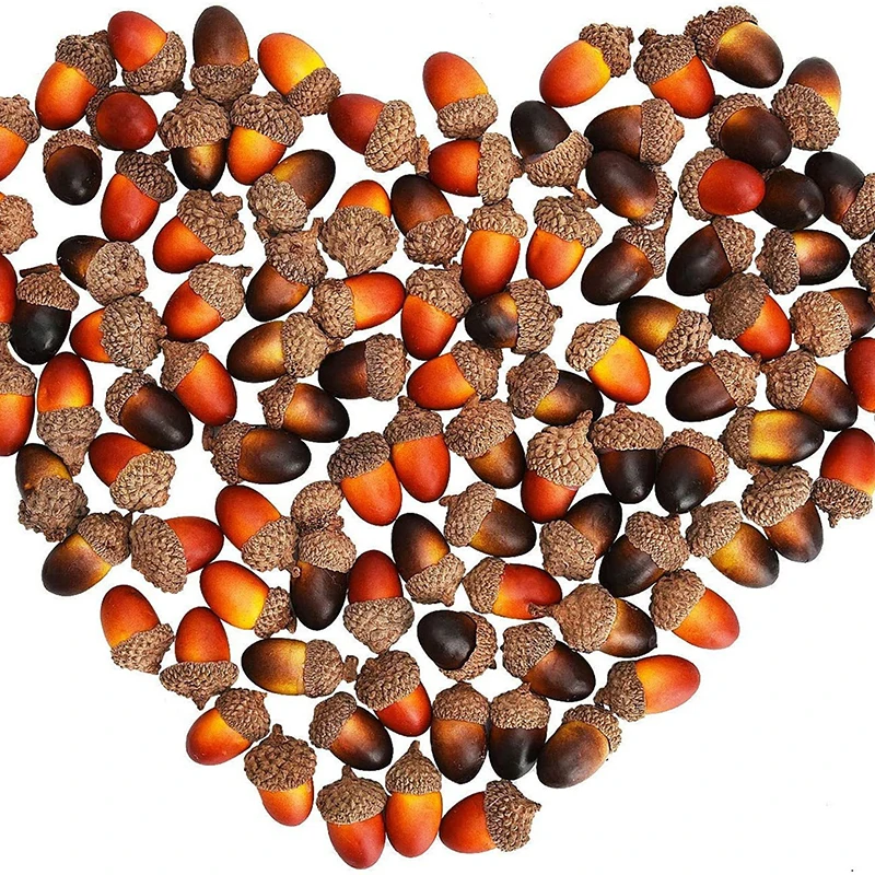 20PCS Artificial Mini Acorns Fake Fruit Props Lifelike Oak Nut Plants Model Craft For Home Kitchen Table Decor