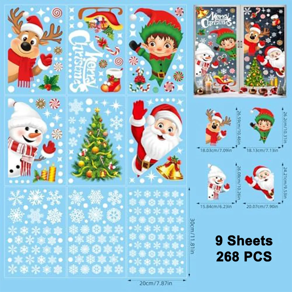 Festive Family Gatherings Christmas Window Stickers Festive Home Decor Child-Friendly Decor Easy Application Design