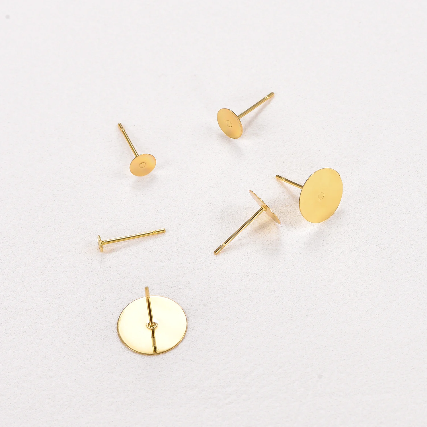 50 Stück/Set 3/4/5/6/8/10/12MM Edelstahl-Ohrstecker, flache runde Ohrstifte, Schmuckherstellungszubehör – Detail 3