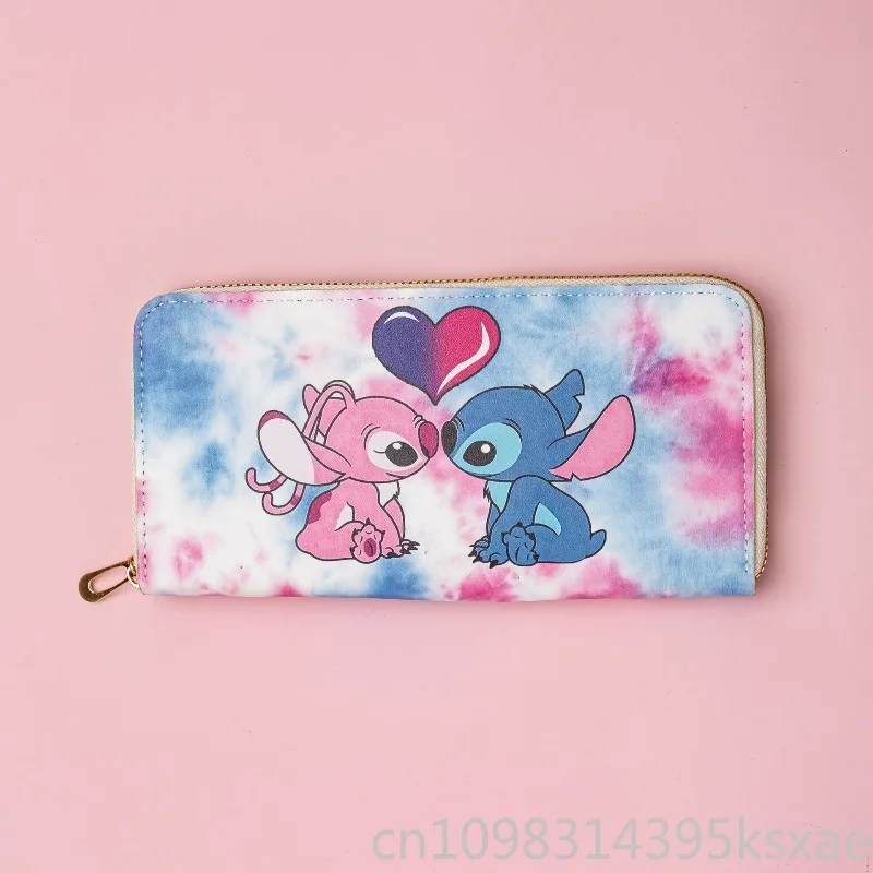 Длинный кошелек Disney Stitch на молнии, милый водонепроницаемый кожаный кошелек для монет для студентов, детский мультяшный органайзер, сумка для ежедневного использования