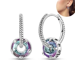 Orstarry 925 Sterling Silver Crystal Circular Eardrops Drop Earrings Women Earrings Charm Fashion Versatile Party Jewelry Gifts