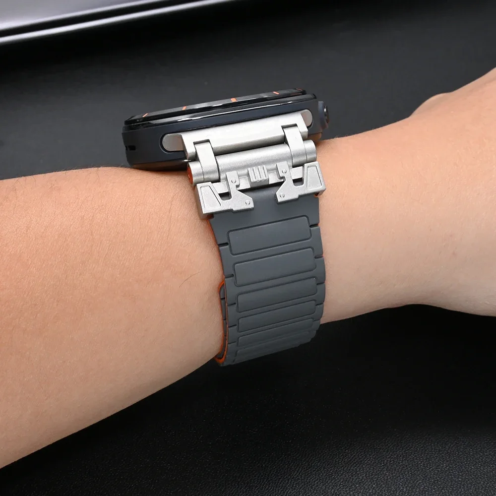 สายนาฬิกาซิลิโคนแม่เหล็กสำหรับ Samsung Galaxy Watch ultra 47mm สุดหรูสำหรับผู้ชายสายนาฬิกาสำหรับ Galaxy 47mm