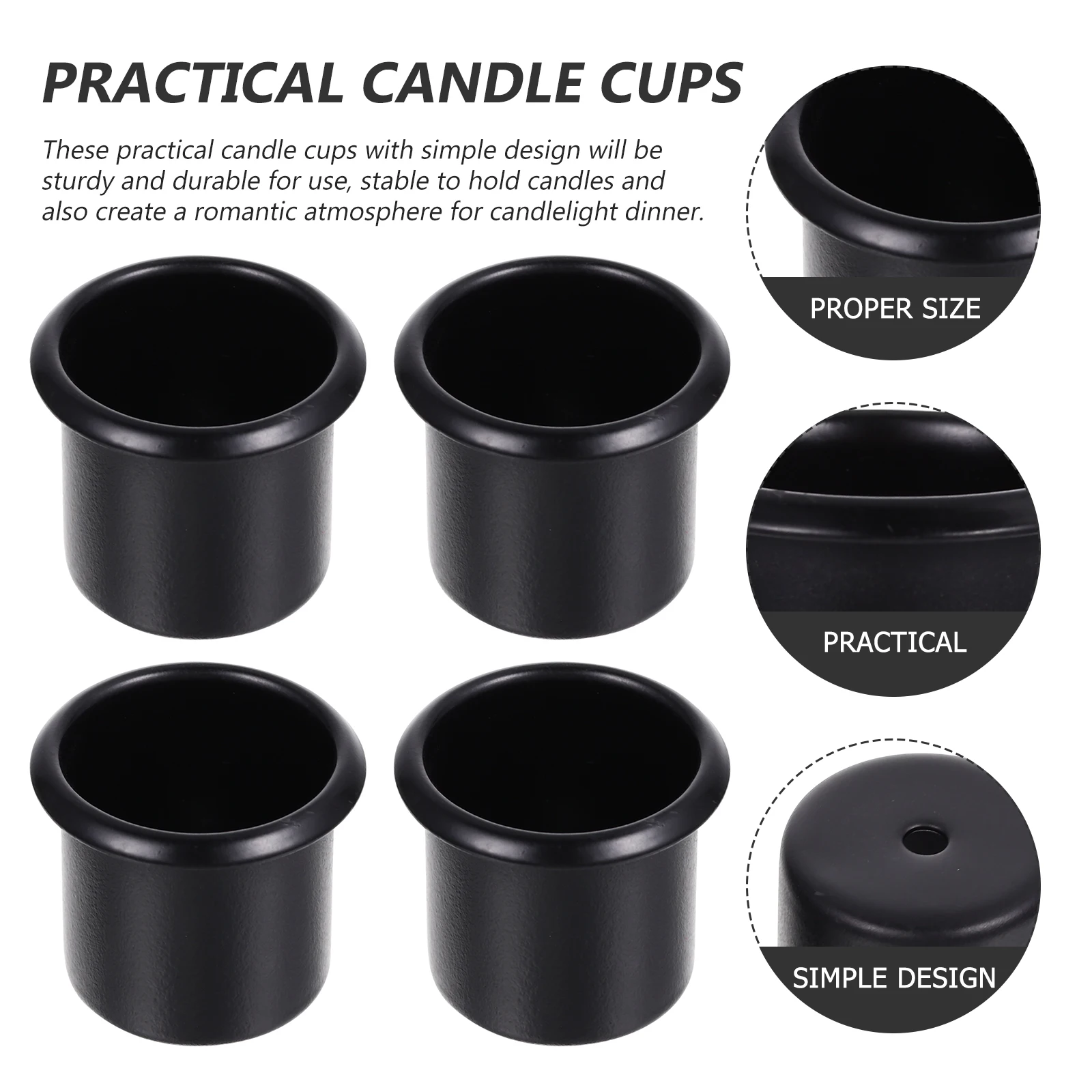 

4Pcs Iron Candles Cup Stable Candlestick Holder for Living Room Kitchen Hotel Cafe Bar Decor Holders