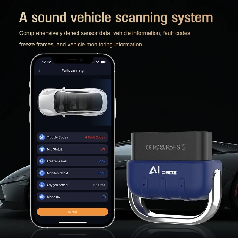 OBD2 Scanner AI Smart Bluetooth 5.4 Car Diagnostic Tool, All Systems OBDII Code Reader, Engine Fault Code Reader/Reset