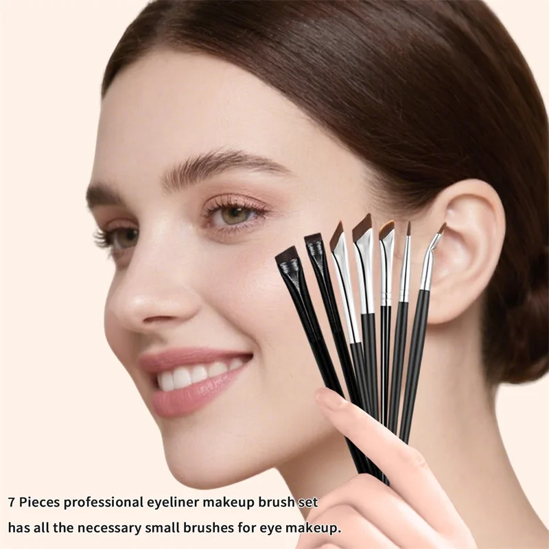 7 قطعة شفرة كحل عينيه فرش مجموعة رقيقة جدا مائل شقة كحل فرش غرامة نقطة شقة الحاجب فرشاة المخفي فرشاة #5