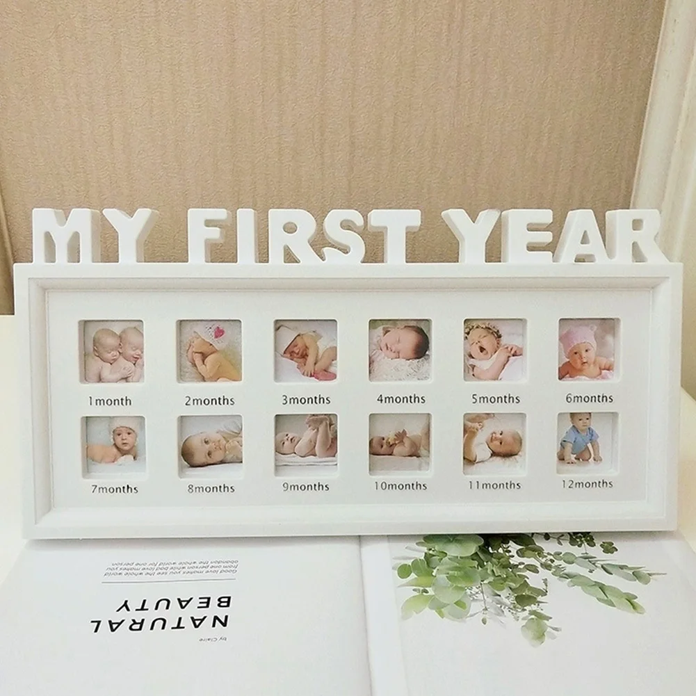 12 Months Kids Growth Picture Frame PVC My First Year Photo Frame Souvenirs Newborn Baby Girl Boy Commemorative Book Home Decor