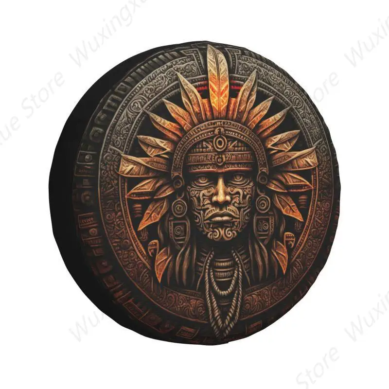 Golden Aztec Warrior Spare Wheel Tire Cover for Toyota Land Cruiser Prado Jeep RV SUV Camper Vehicle Accessories Car