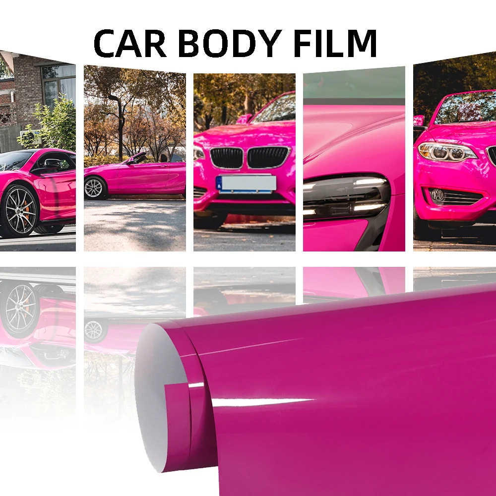 Gloss Magenta Vinyl Wrap Cover Car Body Color Change Roll Rose Red Durable Vehicles Motorcycle Wrpas Modified Kits Accessories