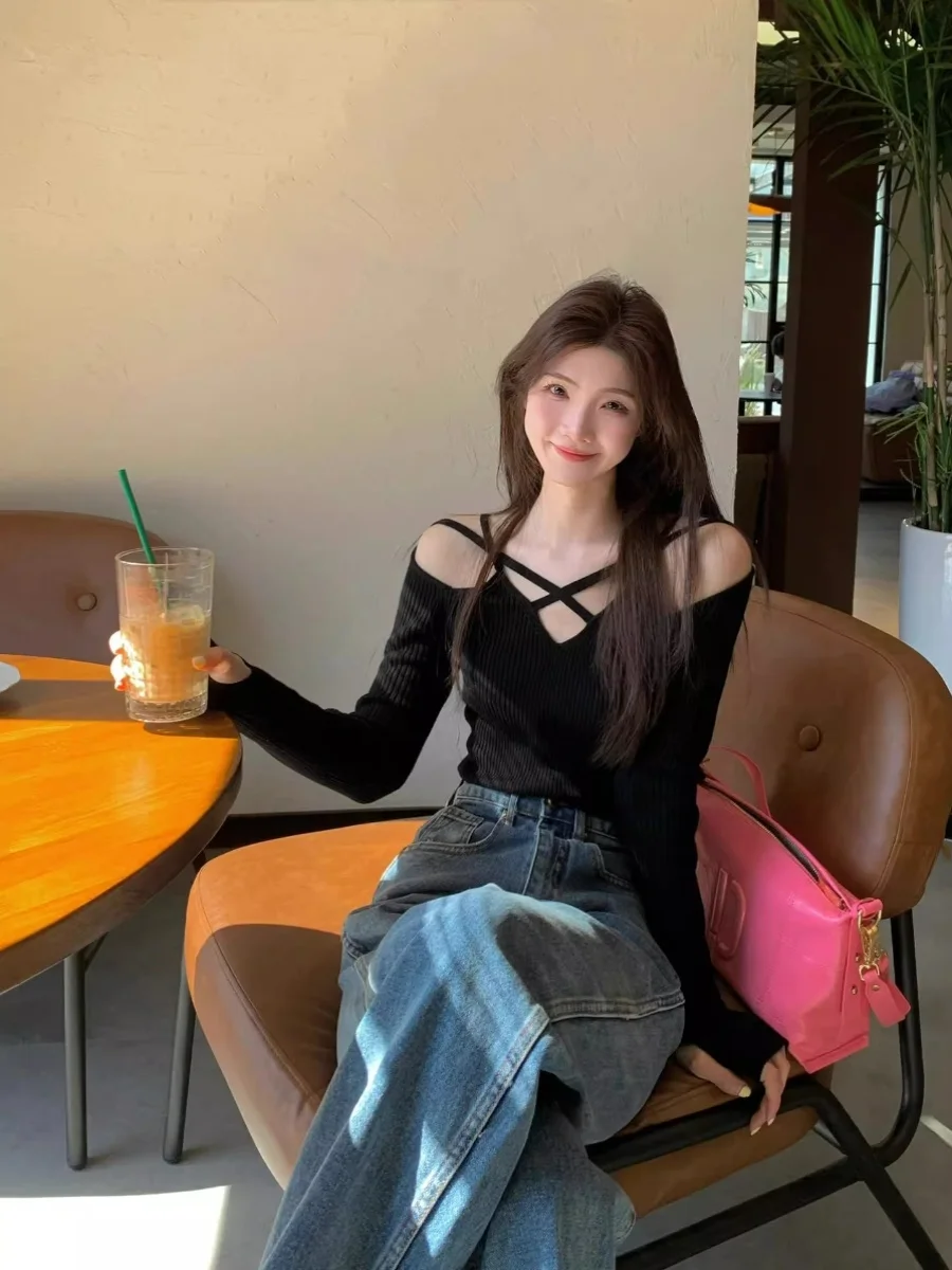 

Свитера, джемперы, пуловеры для женщин и взрослых, женские волнистые с узором «гусиные лапки», профессиональные деловые встречи, BF Y2K Lady OL, для работы, для поездок на работу