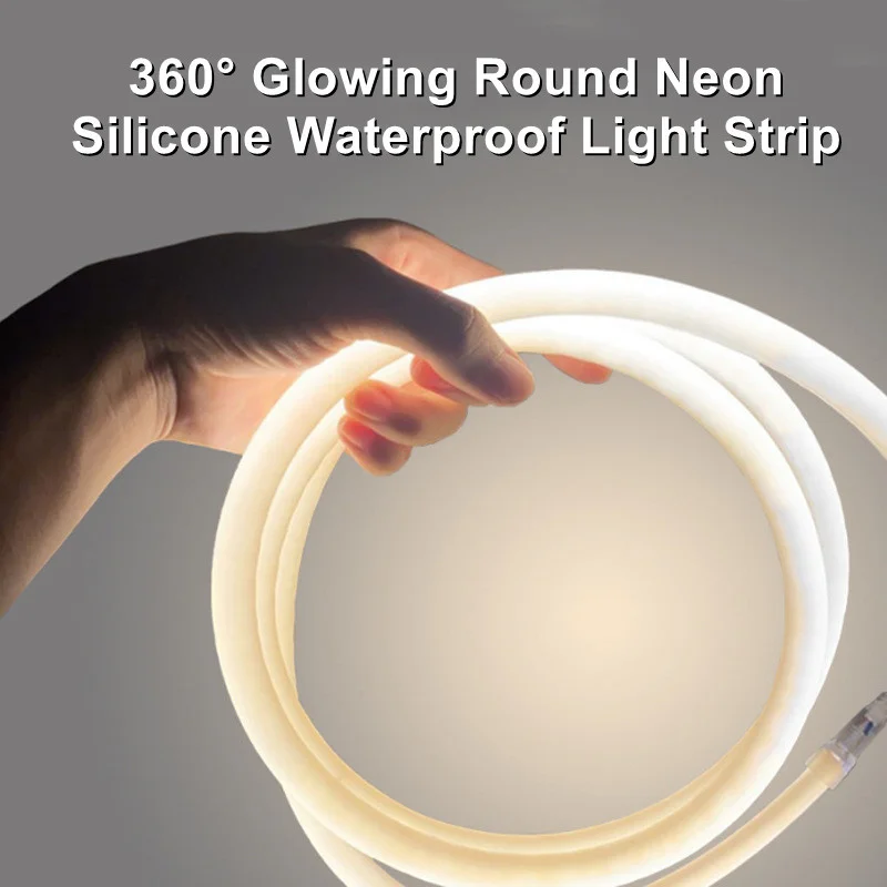 Round Neon Flexible Silicone Tube 360 Luminous LED Light Strip IP67 Waterproof Outdoor Lighting for Garden Yard Landscape Lamps