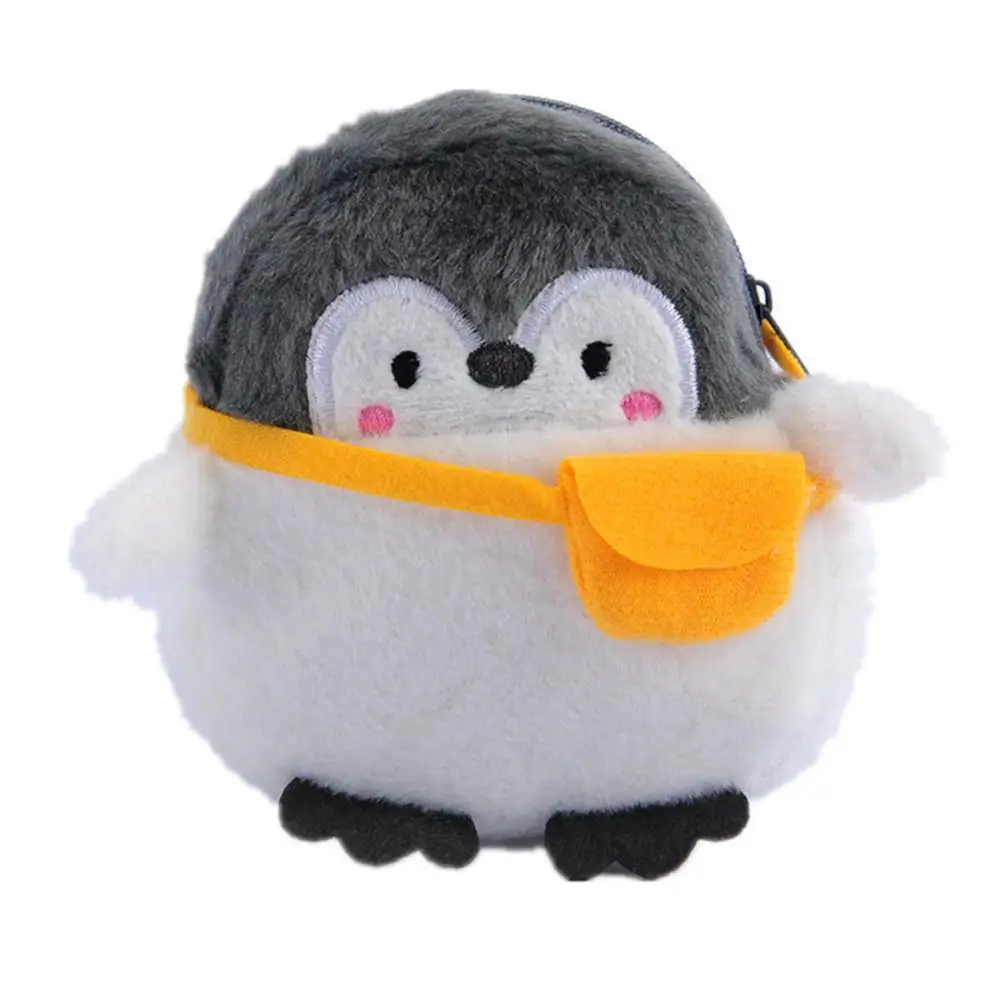 3D Penguin Coin Purse Soft Mini Cartoon Wallet Cute Data Line Key Card Bag Simplicity Plush Purse Accessories