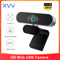 XiaoVV 1080P HD USB Webcam  2 Million Pixels 150° Ultra Wide Angle Autofocus  Voice Clear  Web Camera