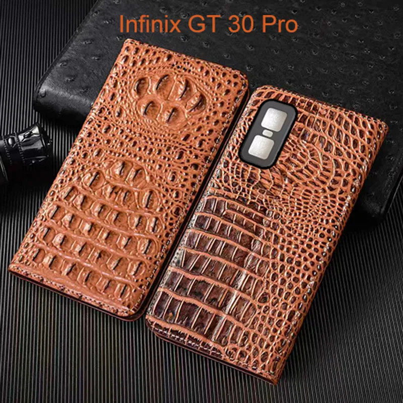 

Crocodile Claw Genuine Leather Flip Case For Infinix GT 10 20 30 Pro Phone Cover Card Cases Scratch Proof